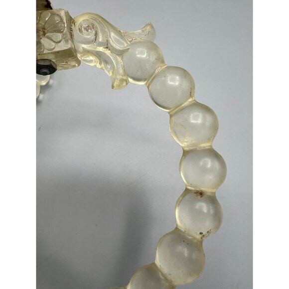 Art Deco Lucite Curtain Tiebacks Beaded Floral Design & Metal Mounting Brackets* - Picture 9 of 16